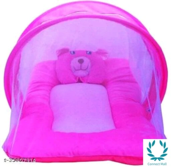 Classic Bassinet & Cradle Mattress Protection - Standard,  Pink, Velvet ,Filling Mtarial: Polyster, Mosquito Net, Pack Of:1